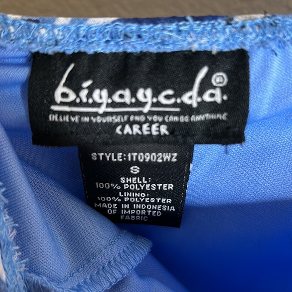 BIYAYCDA Blue & White Floral Skirt - Size Small - Polyester - Picture 4 of 7